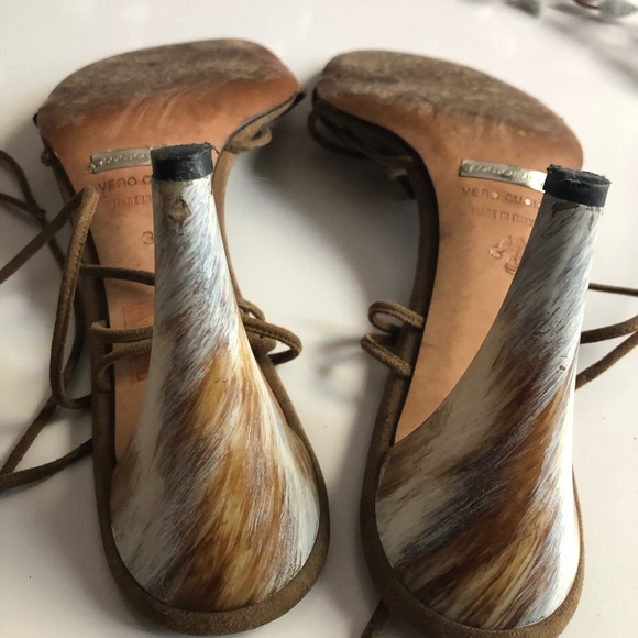 Dolce & Gabbana Brown Suede Leather Tie Up Sandals - Picture 5 of 8